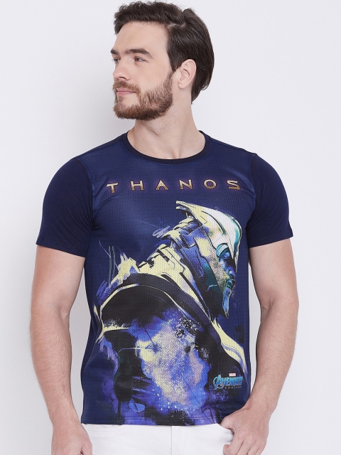 

Marvel by Wear Your Mind Men Navy Blue Printed Round Neck T-shirt