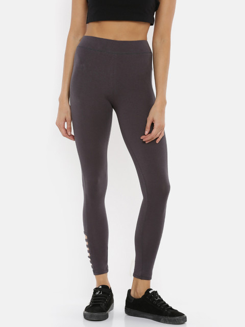 

De Moza Womens Grey Solid Ankle-Length Legging