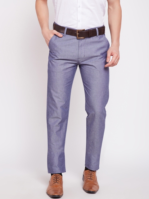 

Hancock Men Blue Slim Fit Solid Regular Trousers