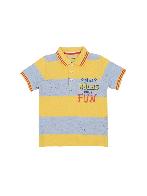 

Pantaloons Junior Boys Orange Striped Polo Collar T-shirt