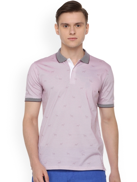 

Allen Solly Men Purple & White Striped Polo Collar T-shirt