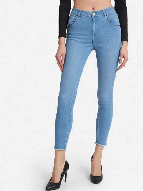 

Kazo Women Blue Straight Fit Mid-Rise Clean Look Cropped Jeans