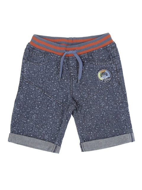 

Pantaloons Junior Boys Blue Printed Regular Fit Denim Shorts