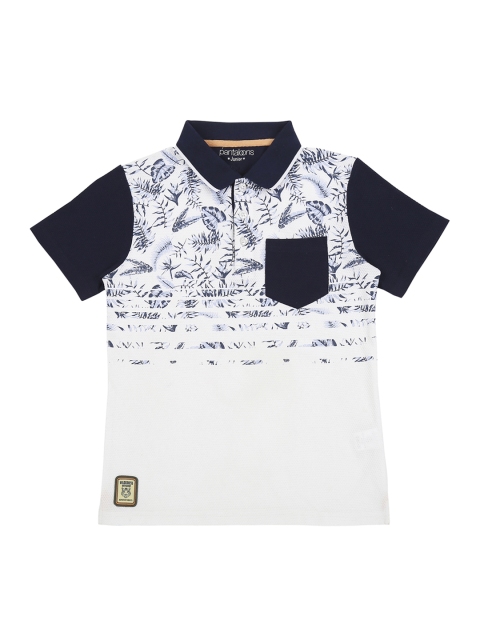 

Pantaloons Junior Boys Blue Printed Polo Collar T-shirt