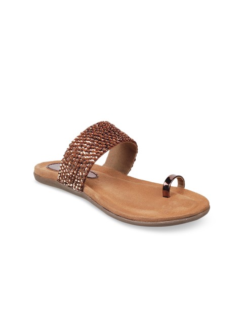 

SOLE HEAD Women Gold-Toned Solid One Toe Flats