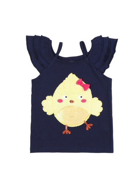 

Pantaloons Baby Girls Blue Appliqued Top