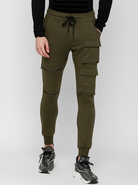 

SKULT by Shahid Kapoor Men Olive Brown Solid Slim-Fit Joggers