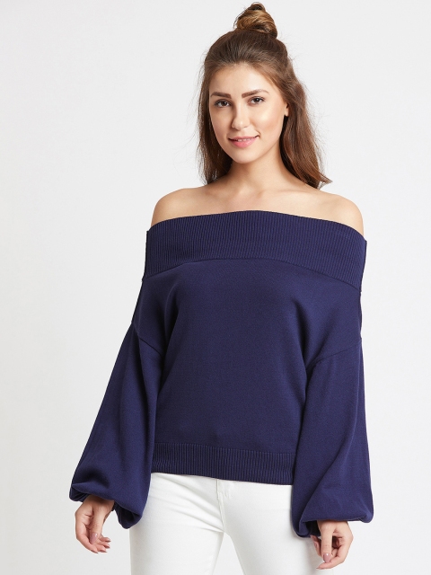 

COVER STORY Women Navy Blue Solid Sweater
