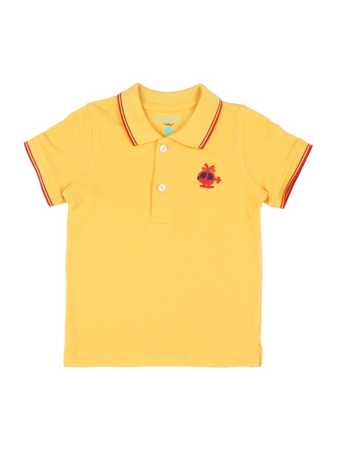 

Pantaloons Baby Boys Yellow Solid Polo Collar Pure Cotton T-shirt