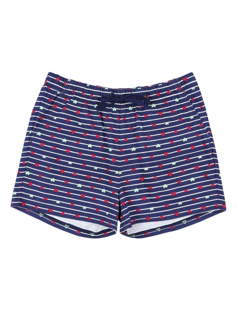 

Pantaloons Junior Girls Blue Striped Regular Fit Regular Shorts