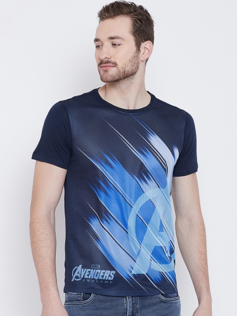 

Marvel by Wear Your Mind Men Navy Blue Printed Round Neck T-shirt