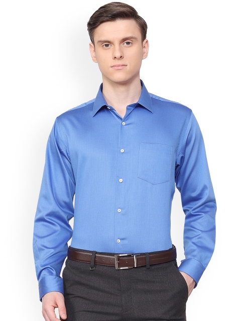 Van Heusen Men Blue Regular Fit Self Design Formal Shirt
