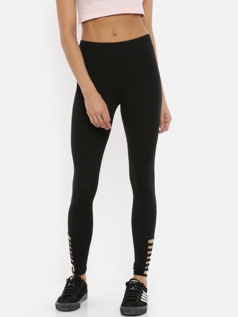 

De Moza Womens Black Solid Ankle-Length Legging