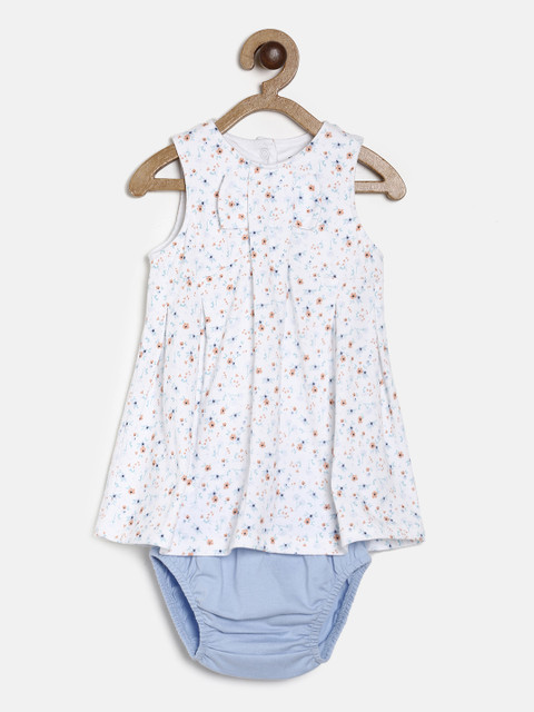 

MINI KLUB Girls White Printed A-Line Dress