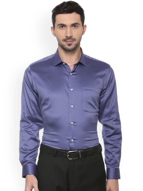 

Van Heusen Men Blue Regular Fit Solid Party Shirt