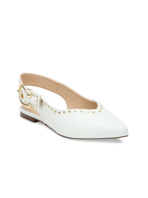 

Bugatti Women White Embellished Leather Ballerinas