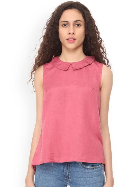 

People Women Pink Solid A-Line Top