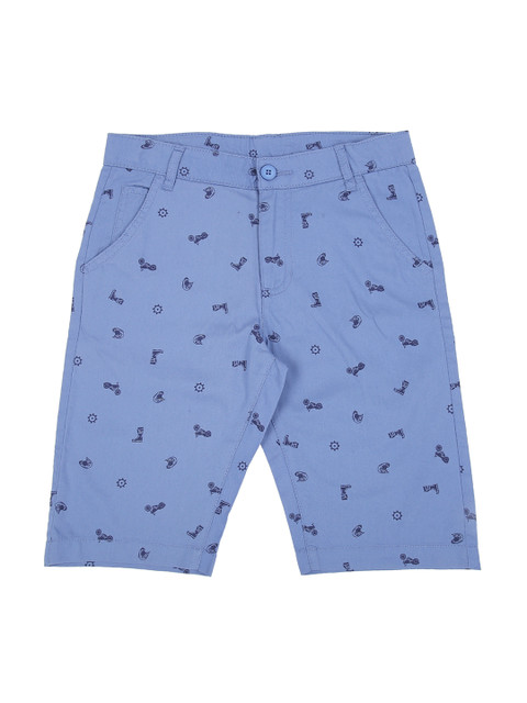 

Pantaloons Junior Boys Blue Printed Regular Fit Regular Shorts