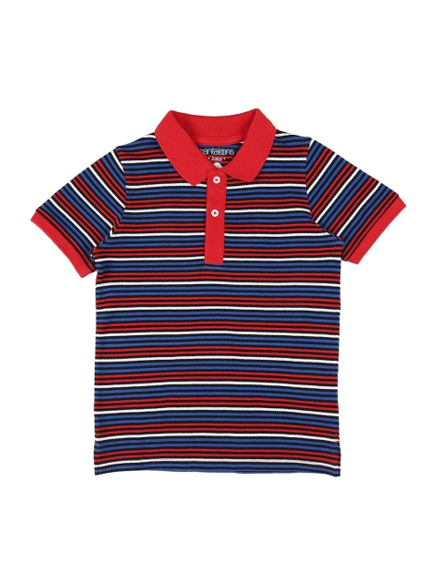 

Pantaloons Junior Boys Blue Striped Polo Collar T-shirt