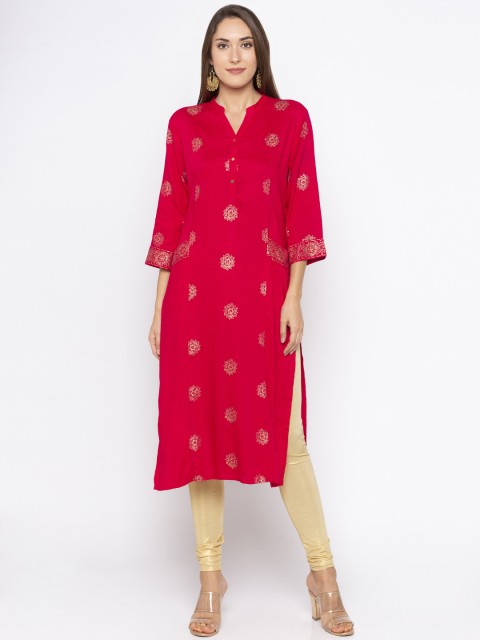 

Globus Women Pink Printed Straight Kurta