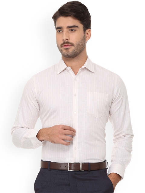 

Van Heusen Men Beige & White Slim Fit Striped Formal Shirt