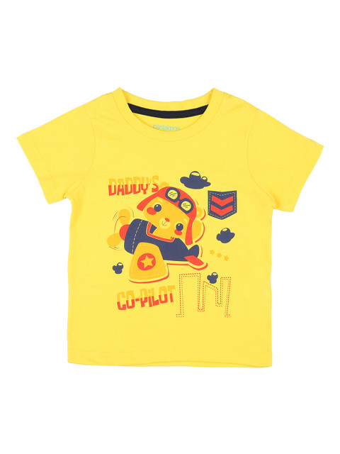 

Pantaloons Baby Boys Yellow Printed Round Neck T-shirt