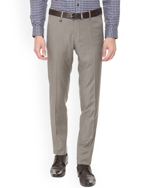 

Van Heusen Men Grey Slim Fit Self Design Formal Trousers