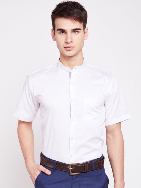 

Hancock Men White Slim Fit Solid Formal Shirt