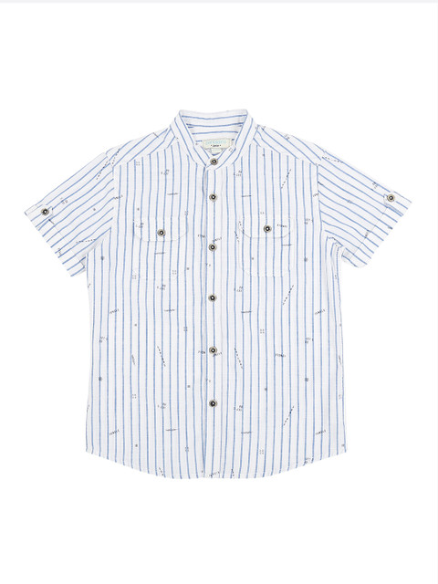 

Pantaloons Junior Boys White Regular Fit Striped Casual Shirt