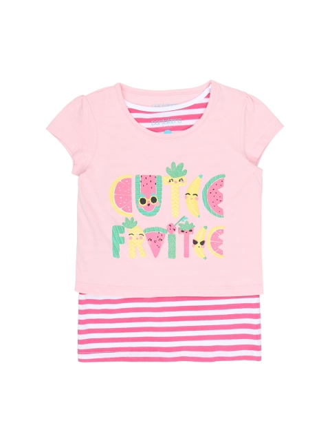 

Pantaloons Junior Girls Pink Printed Round Neck Pure Cotton T-shirt