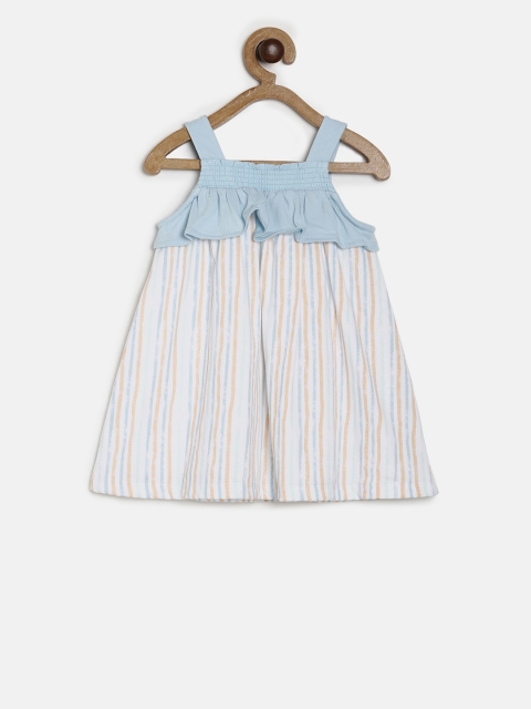 

MINI KLUB Girls White & Blue Striped Empire Dress