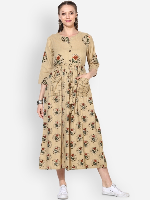 

Myshka Women Off-White Printed Maxi Dress