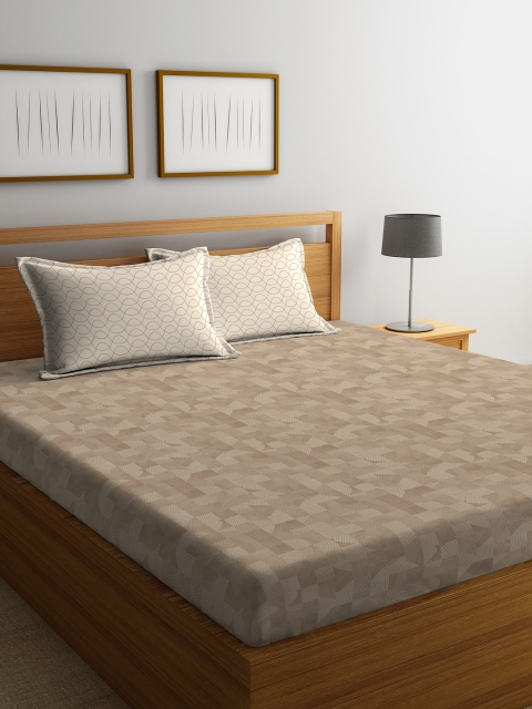 

Portico New York Brown Geometric 144 TC Cotton 1 King Bedsheet with 2 Pillow Covers