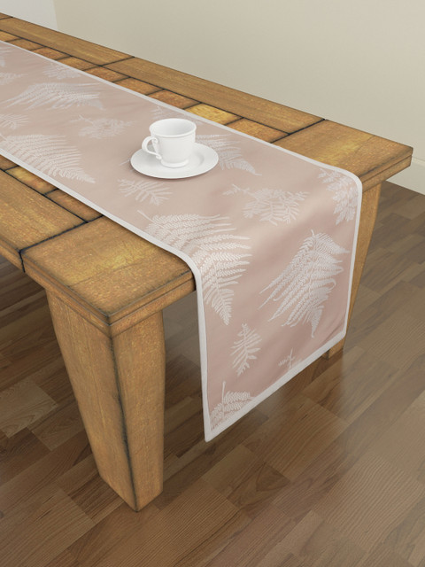 

S9homebySeasons Beige Self Design 6 Seater Table Runner