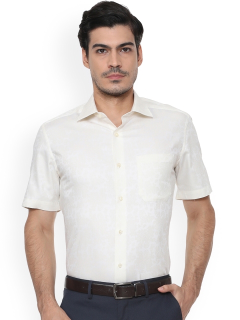 

Louis Philippe Men Cream-Coloured Regular Fit Self Design Formal Shirt