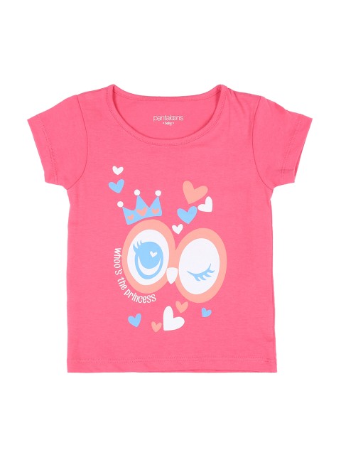 

Pantaloons Baby Girls Pink Printed Round Neck T-shirt