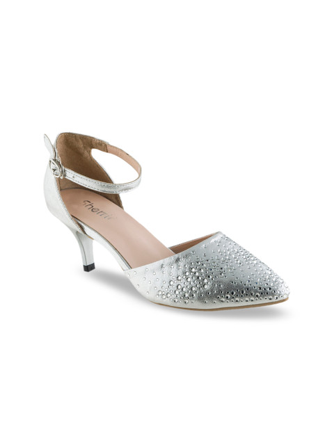 

Sherrif Shoes Women Silver-Toned Solid Heels