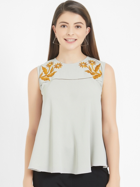 

Soie Women Grey Solid A-Line Top