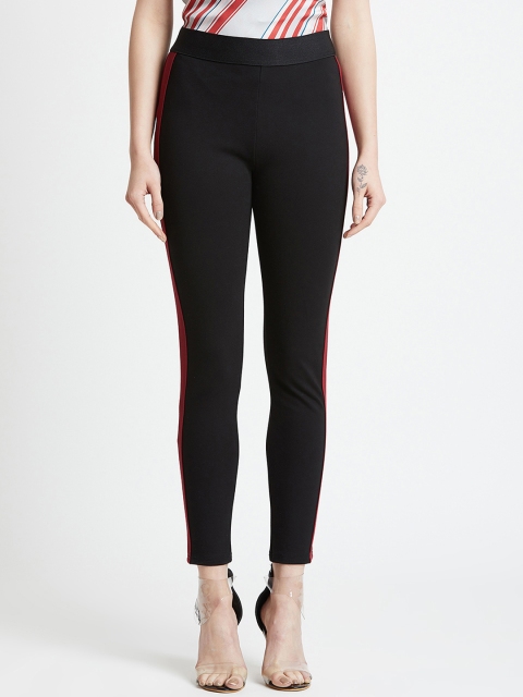 

COVER STORY Women Black Slim Fit Solid Regular Trousers