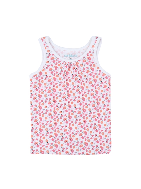 

Pantaloons Baby Girls White & Pink Printed Round Neck T-shirt