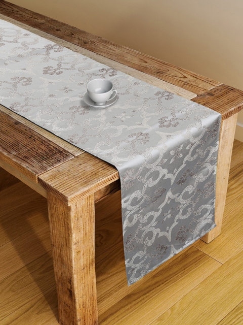 

S9homebySeasons Grey Self Design 6 Seater Table Runner