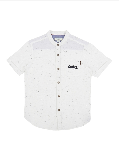 

Pantaloons Junior Boys White Regular Fit Printed Casual Shirt