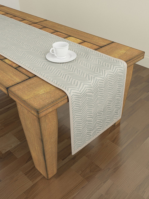 

S9home by Seasons Sea Green Chevron Pattern 6 Seater Table Runner