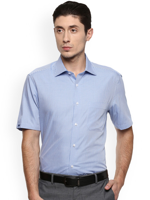

Louis Philippe Men Blue Regular Fit Checked Formal Shirt