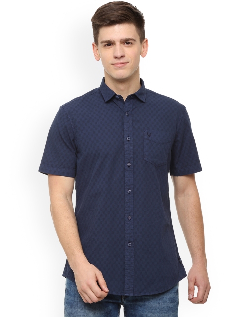 

Solly Jeans Co. Men Navy Blue Regular Fit Self Design Casual Shirt