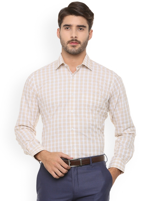 

Van Heusen Men Beige Regular Fit Checked Formal Shirt
