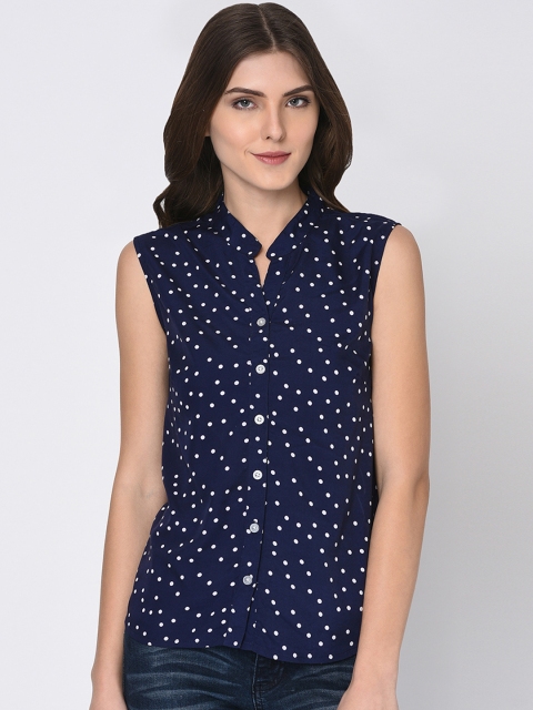 Rigo Women Blue Printed Shirt Style Top
