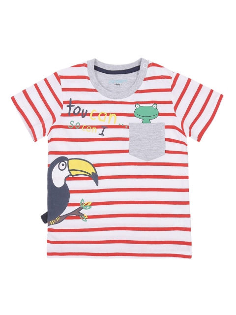 

Pantaloons Baby Boys Red Striped Round Neck T-shirt