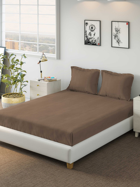 

DDecor Brown Striped 210 TC Cotton 1 King Bedsheet with 2 Pillow Covers