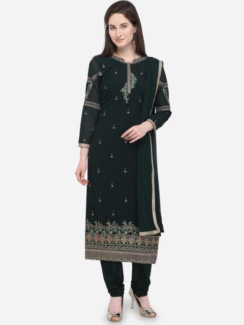 

mf Green & Beige Poly Georgette Semi-Stitched Dress Material
